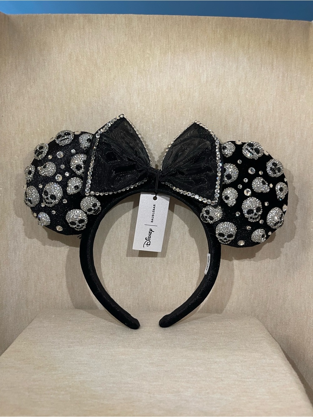 Disney BaubleBar 2026 Halloween Black Ears with Crystal Skulls
